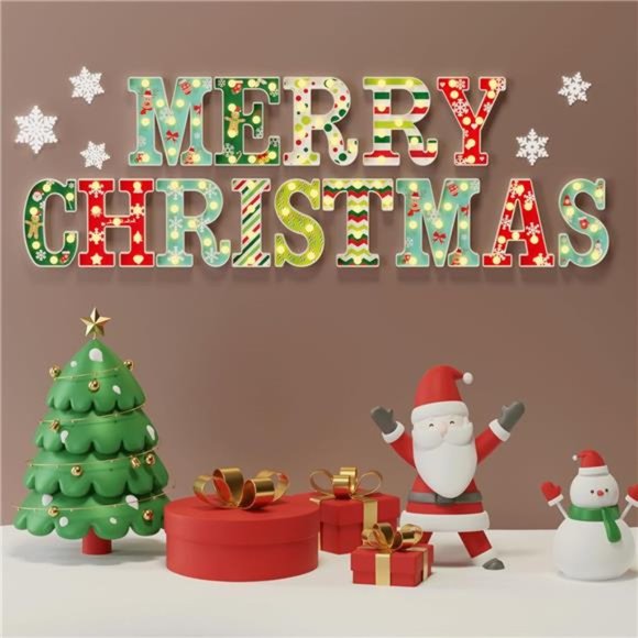 14 LED Letters Christmas Lights 'MERRY CHRISTMAS' for Christmas Decor
